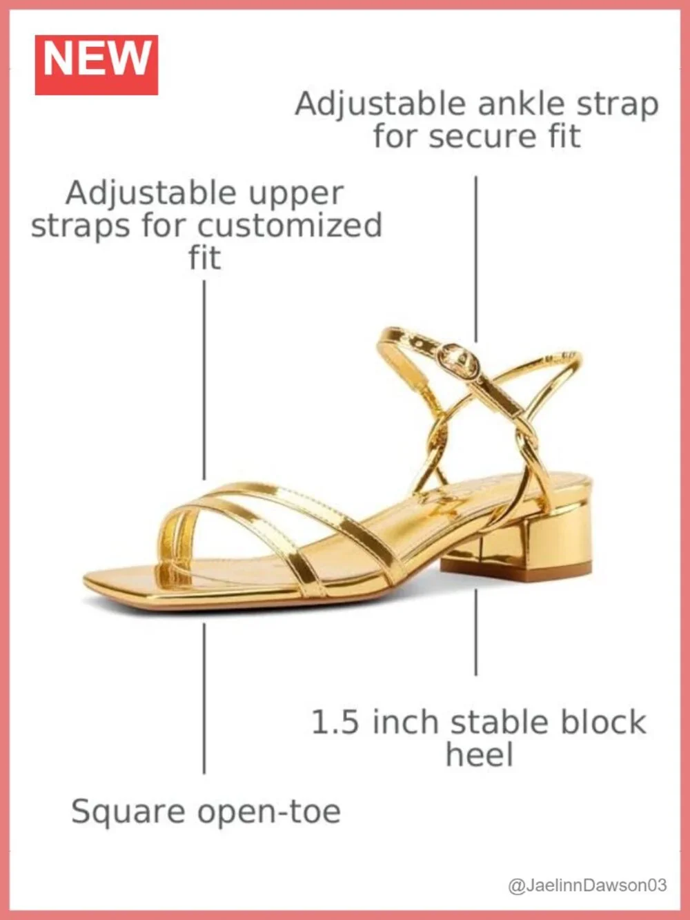 Strappy Low Heel Sandals Square Toe Chunky Block Heels Ankle Strap Wedding